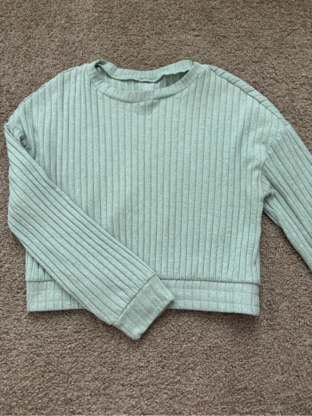 Gilly Hicks Light Sage Ribbed Cropped Sweater